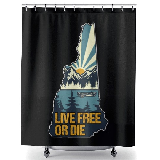Live Free or Die Retro New Hampshire Nature Shower Curtains
