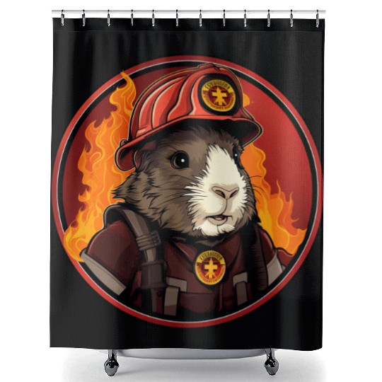 Firefighter guinea pig Shower Curtains