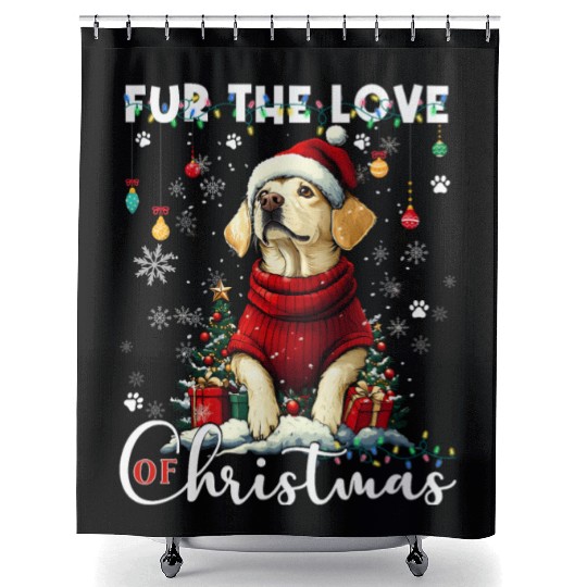 Labrador Retriever Christmas Tree Decorations Dog Shower Curtains
