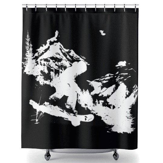 Snowboarding Graphic Shower Curtains
