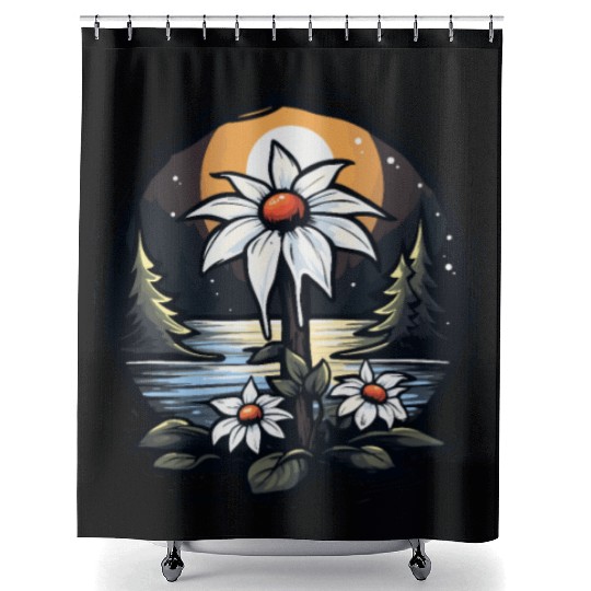 Nature by the River: Flowers and Trees Shower Curtains
