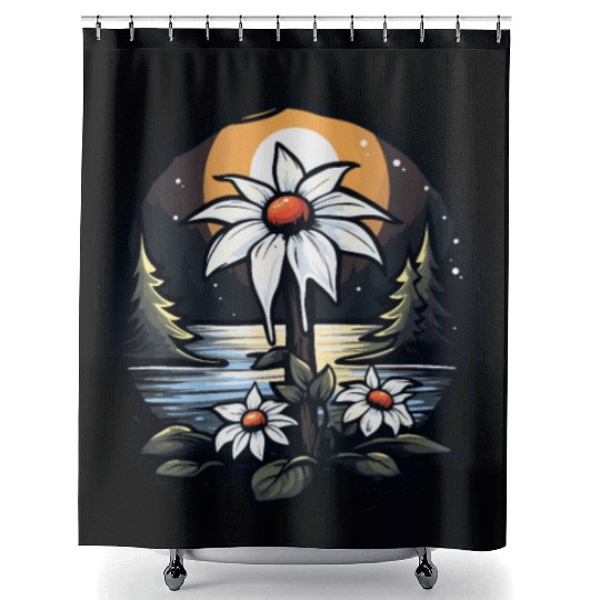 Nature by the River: Flowers and Trees Shower Curtains