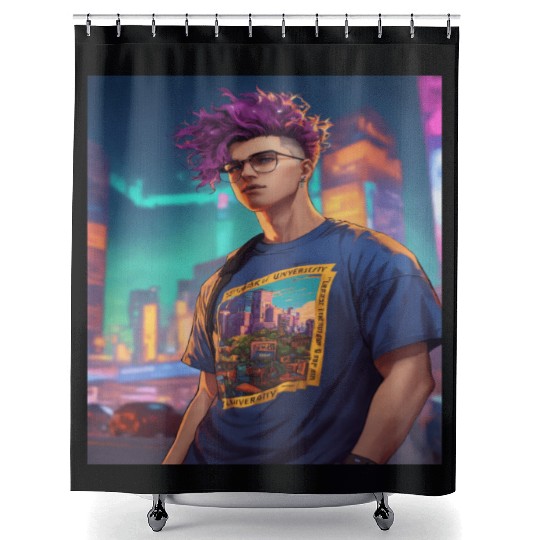 Edgy Cyberpunk Shower Curtains with Neon Vibes"