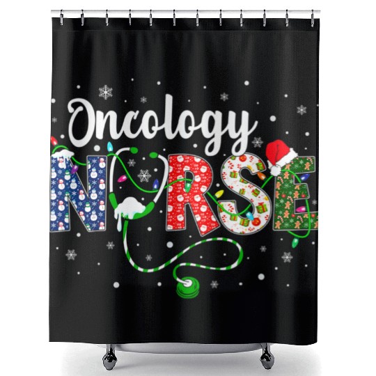 Oncology Nurse Xmas Santa Hat Nurse Christmas Shower Curtains