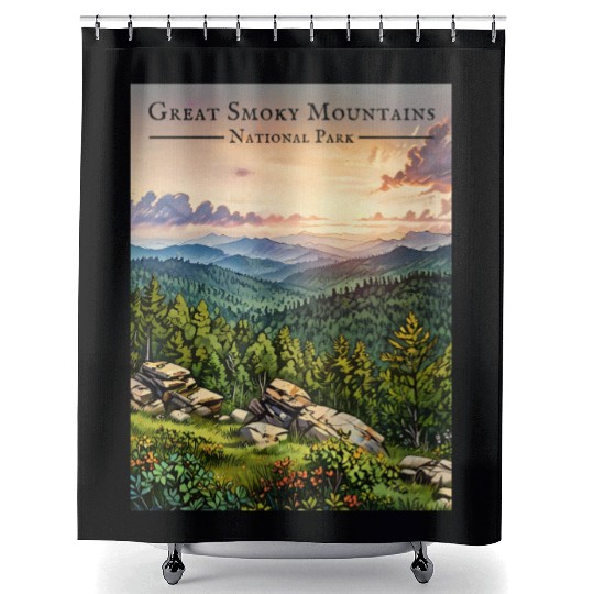 Sunset Serenity - Great Smoky Mountains Shower Curtains