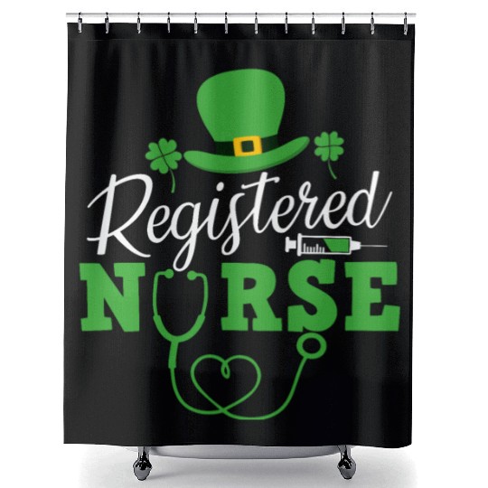 Registered Nurse St Patricks day Shamrock Nursing Shower Curtains
