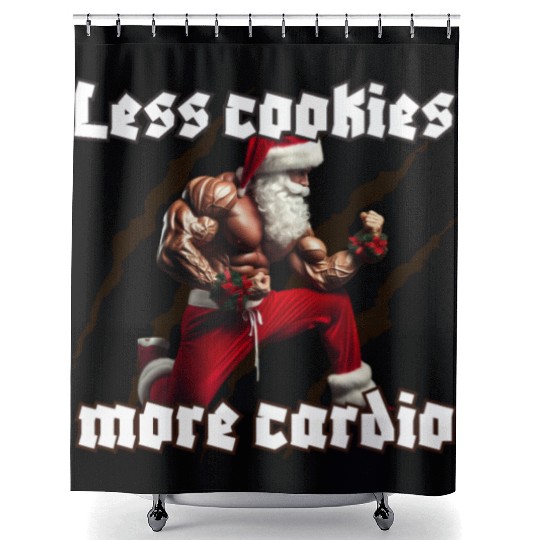 Muscle Santa Shower Curtains – Christmas Workout Apparel