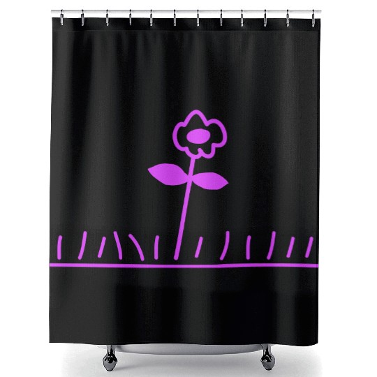 Pink Meadow Flower Spring Summer Grass Flowers Fun Shower Curtains