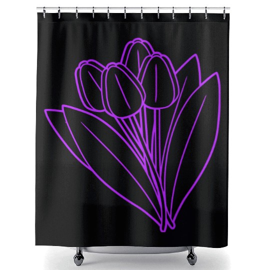 Pink Purple Tulips Bouquet Spring Summer Flowers Shower Curtains