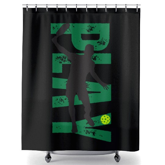 PLAY Pickleball Gold/Green Shower Curtains