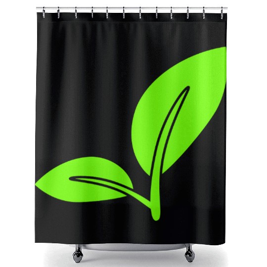 2 Green Beautiful Leaves Eco Spring Summer Nature Shower Curtains