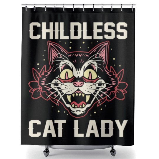 Childless Cat Lady Shower Curtains