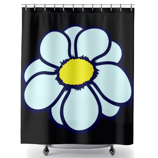 Small Daisy Flower White Decorative Nature Design Shower Curtains