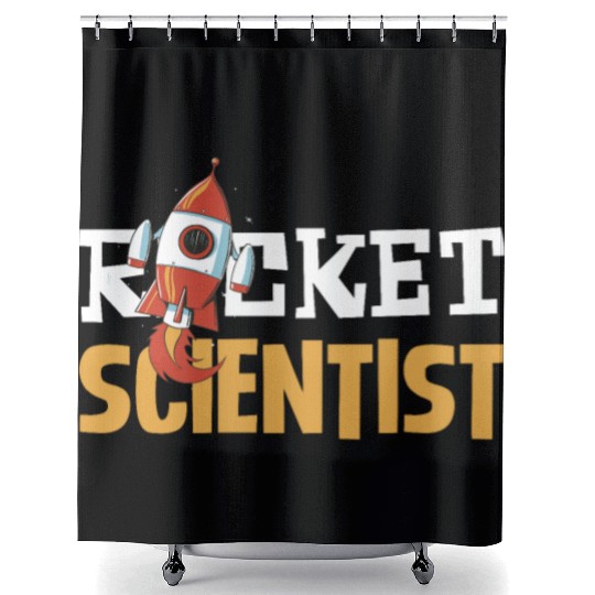 Rocket Scientist Cute Cartoon Rocket Fun Shower Curtains