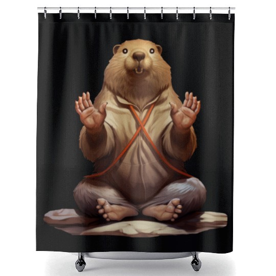 Beaver Yoga Shower Curtains