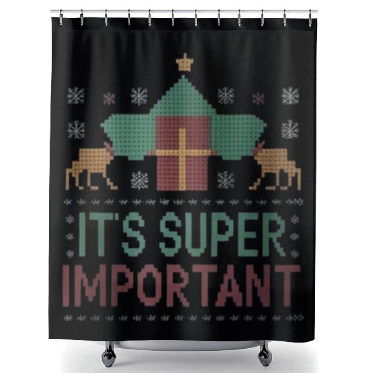 Festive Christmas Dachshund Sweater Joyful Playful Shower Curtains