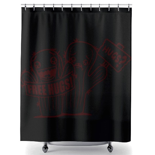 Free Hugs Signs Cactus Sad Face Two Cacti Friends Shower Curtains