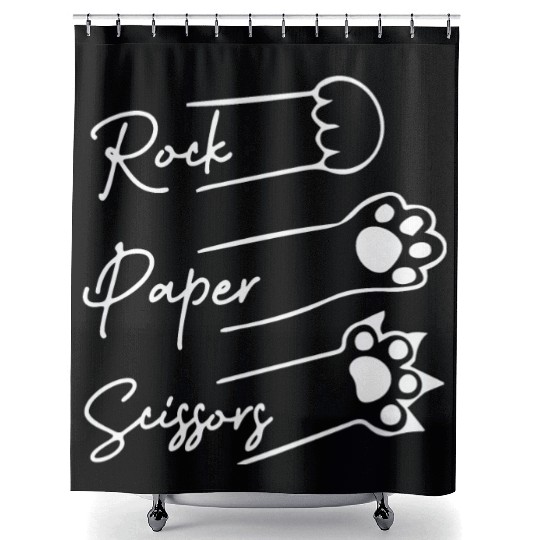 Rock Paper Scissors Cute cat lover Shower Curtains