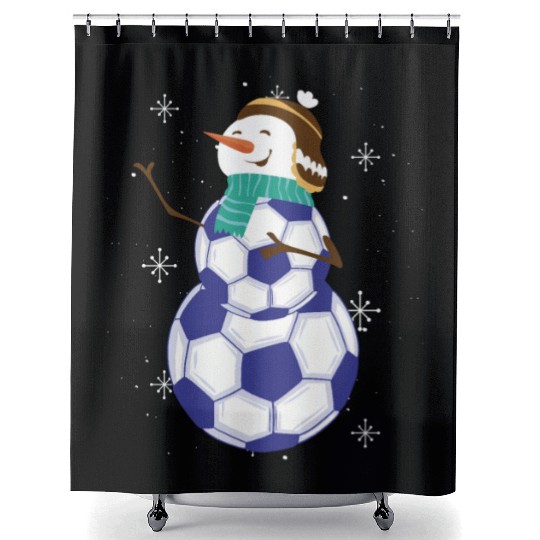 Snowman Soccer Winter Wonderland Fun Shower Curtains