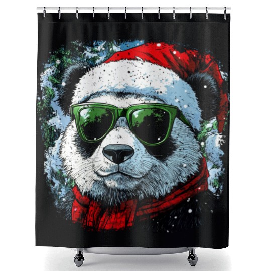 Santa Claus Panda Shower Curtains