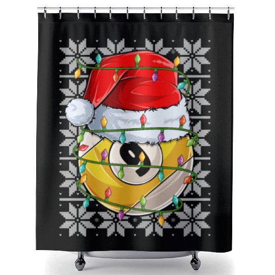 Billiard 9 Ball Christmas Lights Shower Curtains