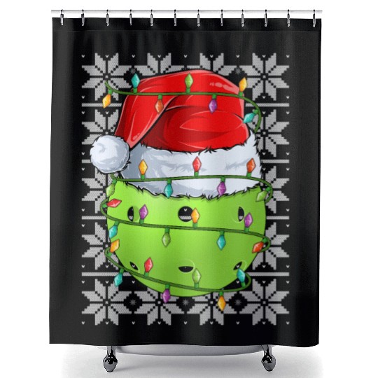 Pickleball Christmas Lights Shower Curtains