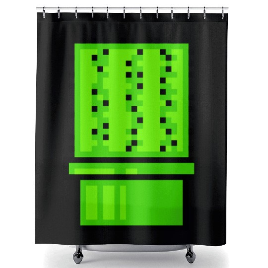 Cactus Cacti Retro Video Game Pixel Flower Pot Shower Curtains