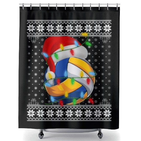 Volleyball Christmas Shower Curtains