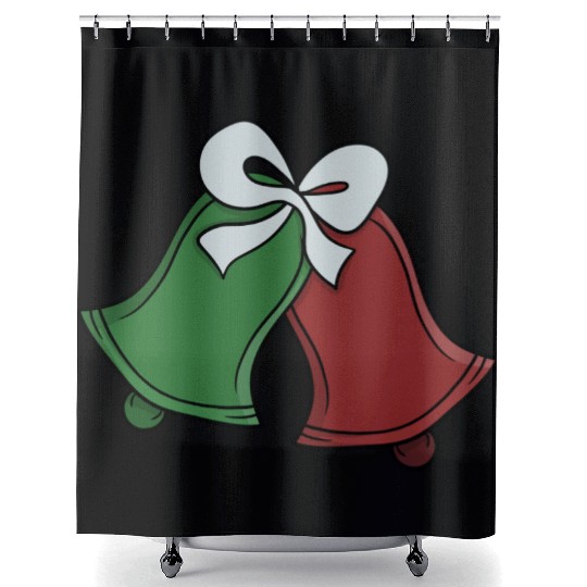 Green and red bells Shower Curtains
