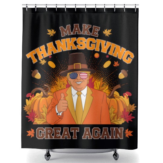 Make Thanksgiving Great Again Autumn Fall Leaves Shower Curtains