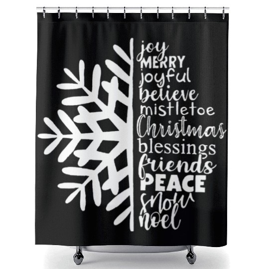 Christmas Snowflake with Joyful Words Shower Curtains