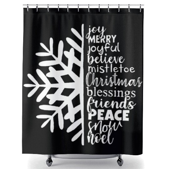 Christmas Snowflake with Joyful Words Shower Curtains