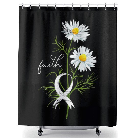 Lung Cancer Month Fight Support White Ribbon Shower Curtains