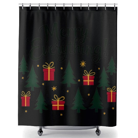 Festive Christmas Tree Shower Curtains
