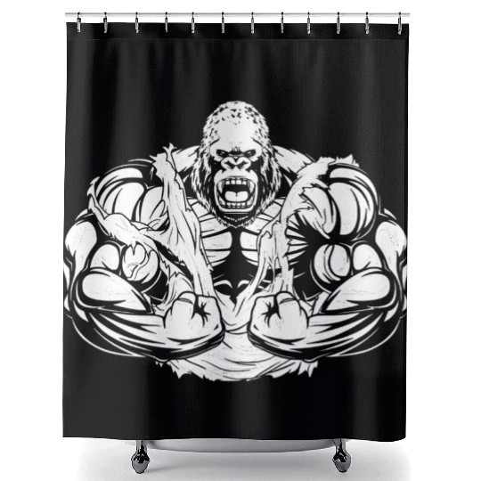Gorilla Bodybuilding Shower Curtains Gym Clothing