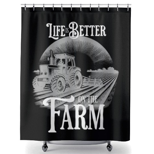 Life is Better on the Farm - Tractor and Sunset Shower Curtains