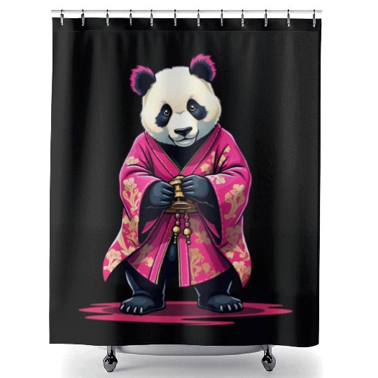 Pink Panda Japanese Style Kimono Shower Curtains