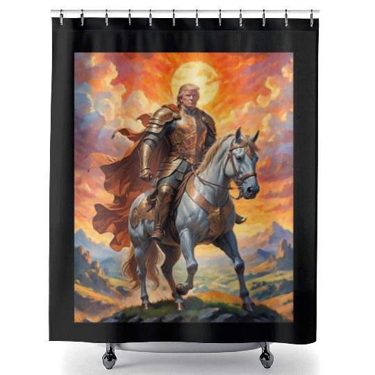 Heroic Trump Warrior in Golden Armor Shower Curtains