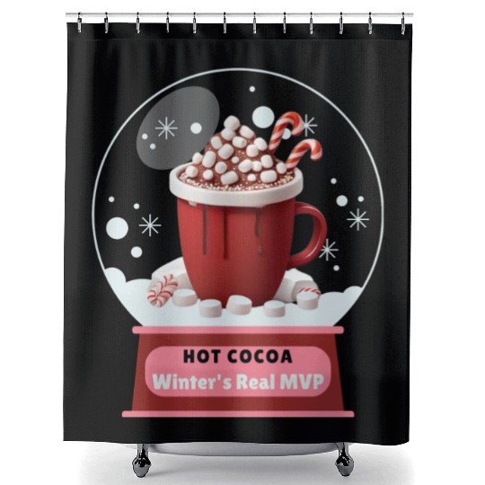 Hot Cocoa, Winter's Real MVP – Cozy Snow Globe Shower Curtains