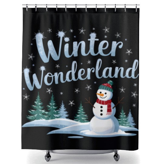 christmas snowman winter wonderland Shower Curtains