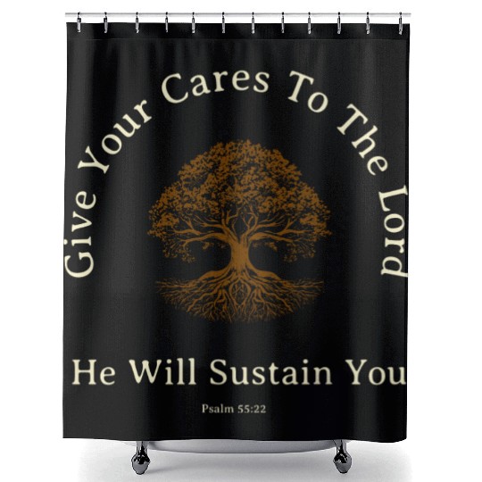 Give Your Cares To The Lord Anxiety Verse Shower Curtains