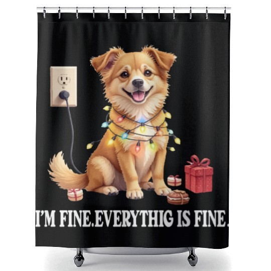 COOL CHRISTMAS DOG png1 Shower Curtains