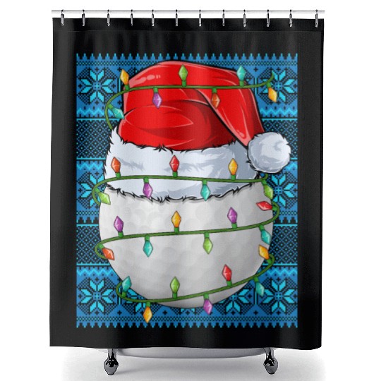 Golf Ball Christmas Lights Shower Curtains