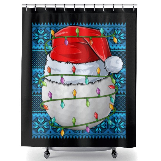 Golf Ball Christmas Lights Shower Curtains