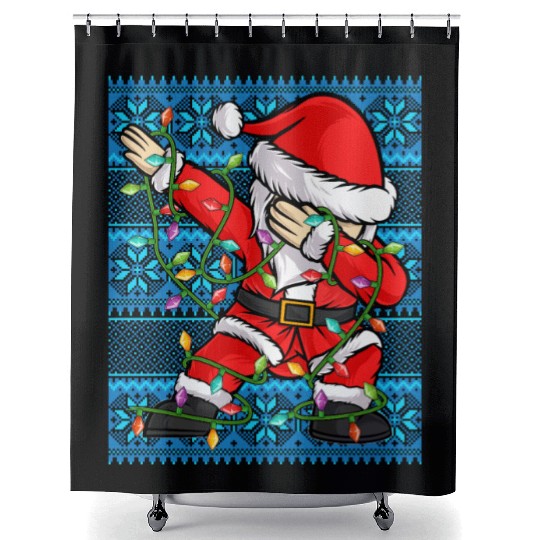 Dabbing Santa Christmas Lights Shower Curtains