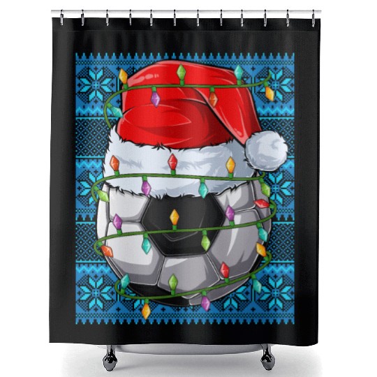 Football Christmas Lights Shower Curtains