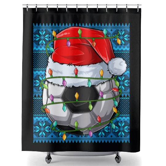 Football Christmas Lights Shower Curtains
