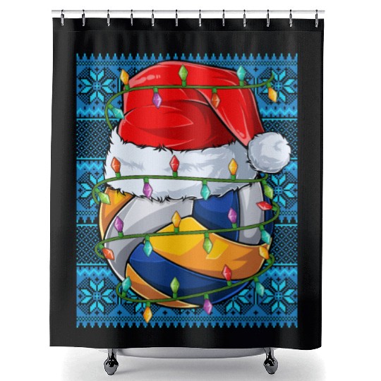 Volleyball Christmas Lights Shower Curtains