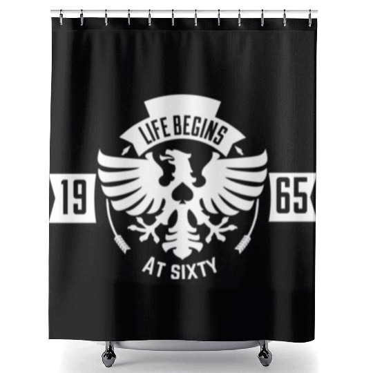 1965 - Life Begins at 60, Gift for Him or Her. Shower Curtains