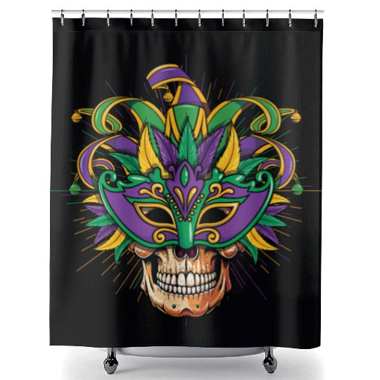Sugarskull Mask Festival Parade Mardi Gras Shower Curtains
